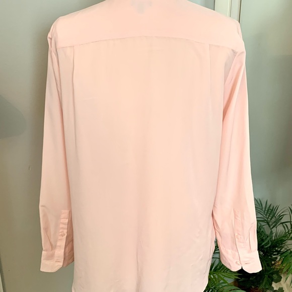 Talbots PINK Button Front Blouse Career Casual L lightweight office - Picture 8 of 9